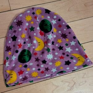 Kids Organic Cotton Velour Purple Star & Moon Beanie Hat - 10 Years